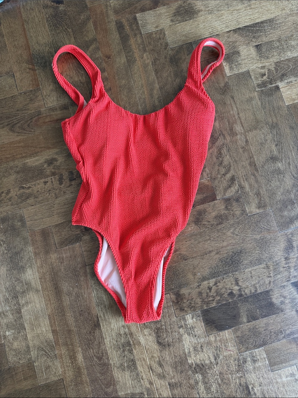 J. Crew Red Textured One-Piece Swimsuit